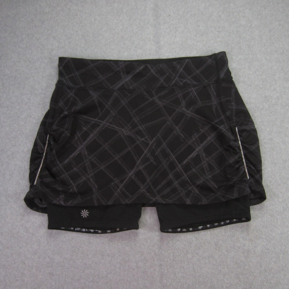 Athleta‎ Womens Skort M Black Geometric Running Skirt Shorts Lined Pockets